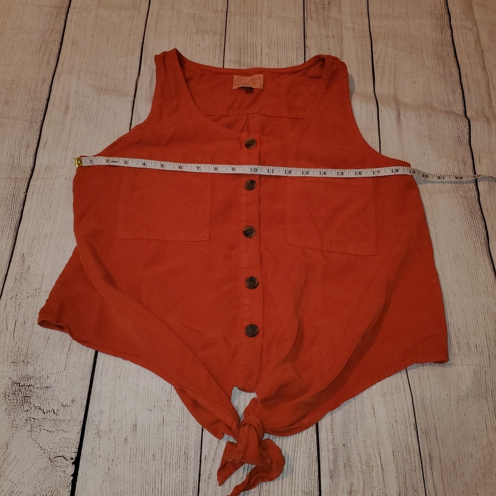 Universal Thread Burnt Orange Button Down Sleevel… - image 4